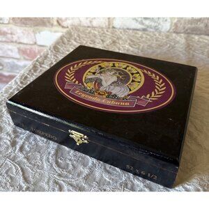 Vintage Leyenda Cubana Torpedo Cigar Box Black & Gold Decorative Storage Empty